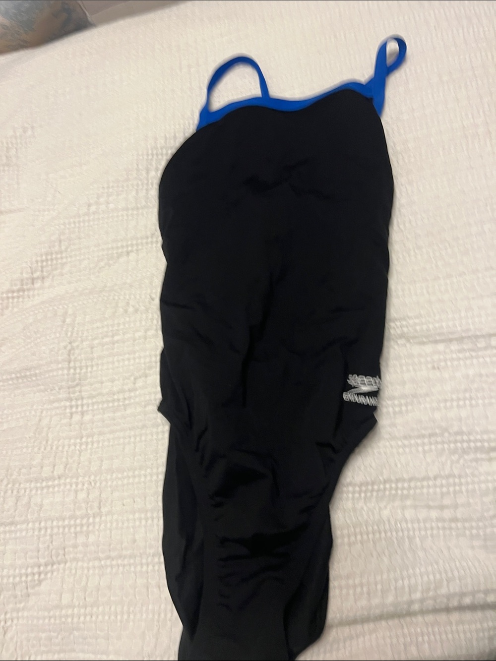Speedo endurance Black Racing swimsuit with Blue Trim